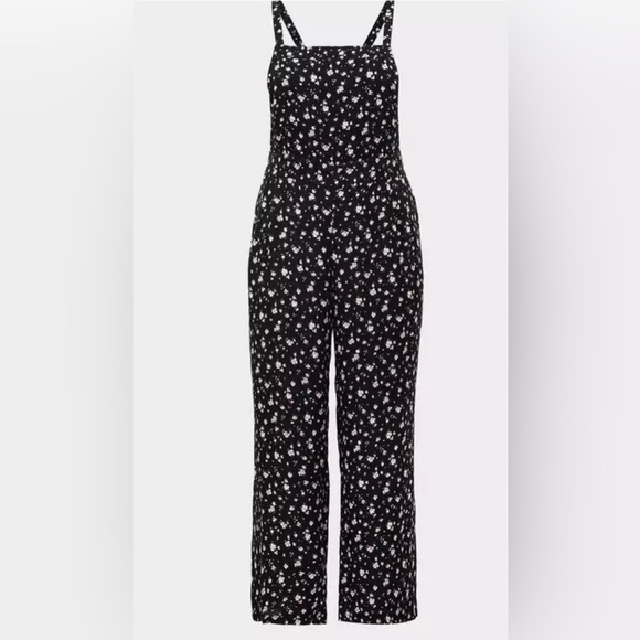 Torrid Black Floral Print Soft Jumpsuit 2S - Picture 3 of 15